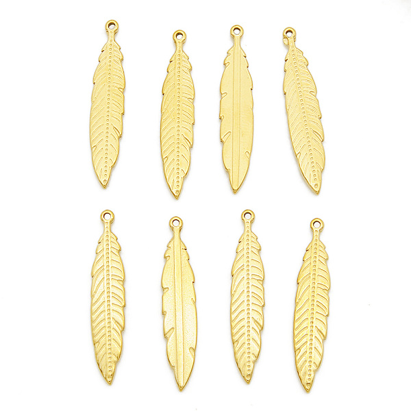 

PandaHall 201 Stainless Steel Pendants, Feather, Golden, 30x6x1.6mm, Hole: 1mm 201 Stainless Steel Feather