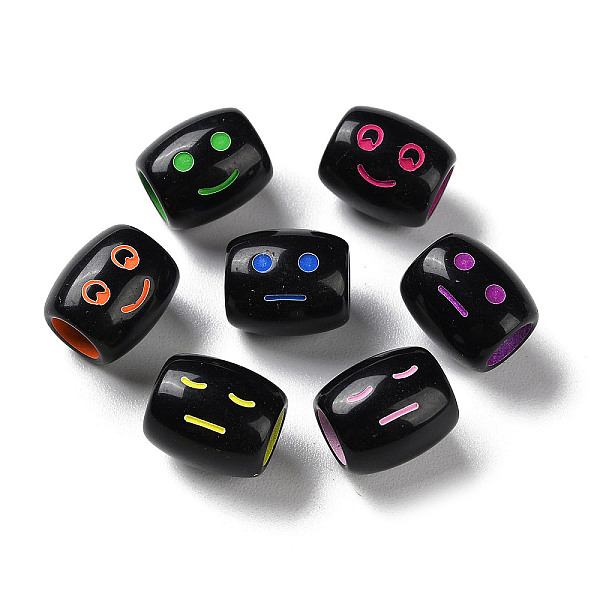 

PandaHall Spray Printed Opaque Acrylic European Beads, Large Hole Beads, Barrel with Face, Mixed Color, 11x9.5mm, Hole: 5mm, about..., Multicolor