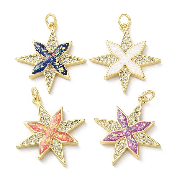 

PandaHall Brass Micro Pave Clear Cubic Zirconia Pendants, with Synthetic Opal and Jump Ring, Real 18K Gold Plated, Star, Mixed Color..., Multicolor