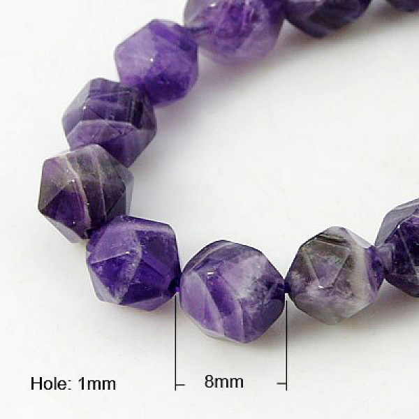 

PandaHall Natural Amethyst Beads Strands, Star Cut Round Beads, Faceted, Mauve, 8mm, Hole: 1mm, about 24pcs/strand, 7.8 inch Amethyst Round..., Purple