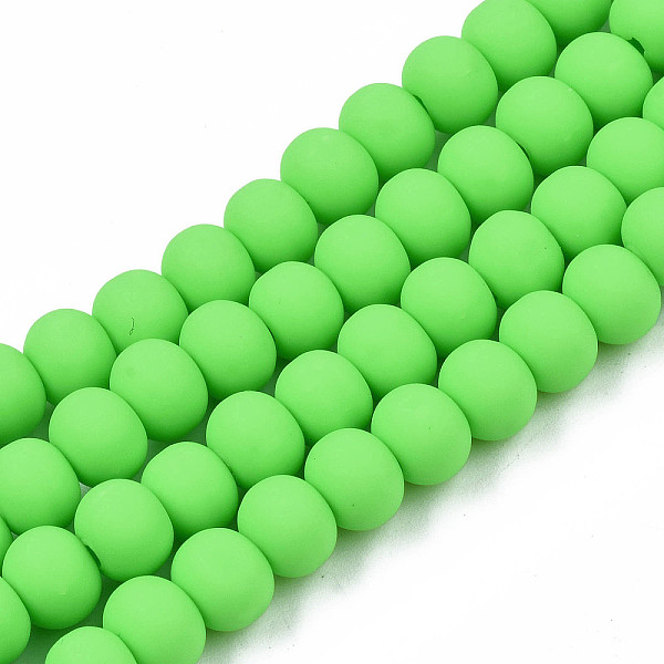 PandaHall Handmade Polymer Clay Beads Strands, for DIY Jewelry Crafts Supplies, Round, Lime, 7x5.5mm, Hole: 1.6mm, about 69pcs/strand, 15.75...