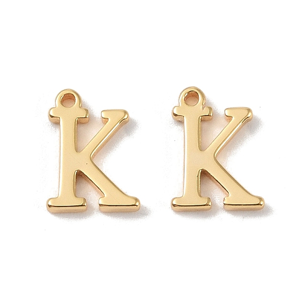 

PandaHall Brass Pendants, Real 18K Gold Plated, Letter K, 9.5x7x1.3mm, Hole: 0.8mm Brass Letter K
