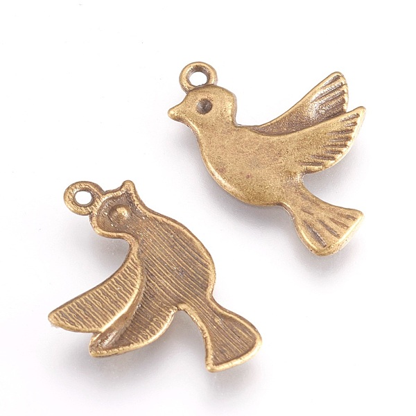 

PandaHall Alloy Pendants, Lead Free and Cadmium Free, Bird, Antique Bronze Color, about 22mm long, 15mm wide, 3mm thick, hole: 1.5mm Alloy...