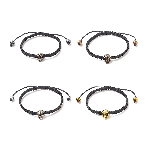 

PandaHall 4Pcs 4 Color Synthetic Hematite & Alloy Skull Braided Bead Bracelets Set, Stackable Adjustable Bracelets for Women, Mixed Color...