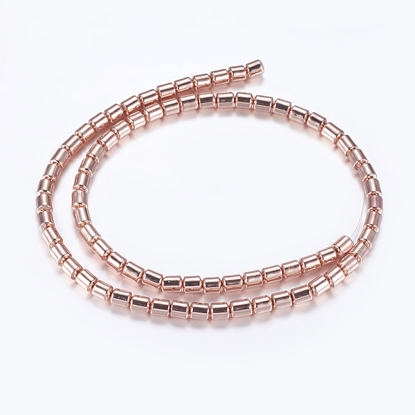 

PandaHall Non-magnetic Synthetic Hematite Beads Strands, Column, Rose Gold Plated, 4.5x5.5mm, Hole: 1mm, about 77pcs/strand, 15.9 inch...
