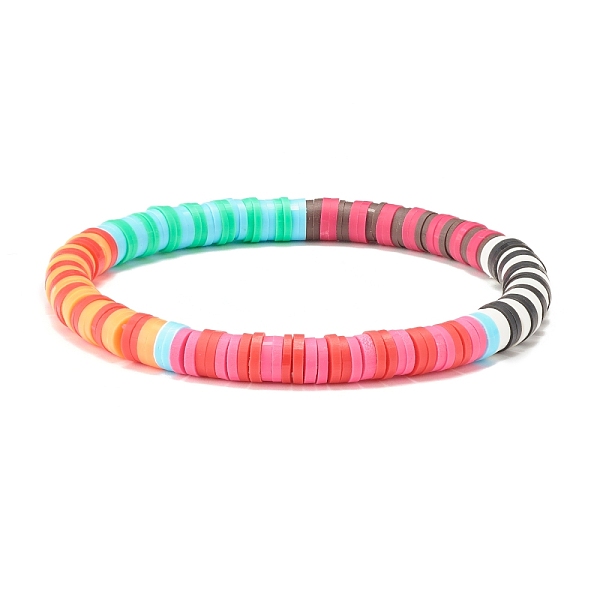 

PandaHall Handmade Polymer Clay Heishi Beaded Stretch Bracelet, Summer Beach Jewelry for Women, Colorful, Inner Diameter: 2-1/4 inch(5.7cm)...