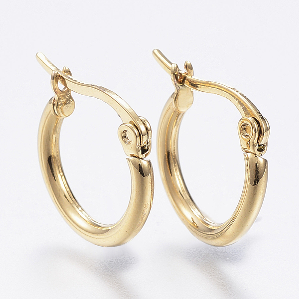 

PandaHall 304 Stainless Steel Hoop Earrings, Hypoallergenic Earrings, Ring Shape, Real 18K Gold Plated, 15x2mm, 12 Gauge, Pin: 1x0.7mm 304...