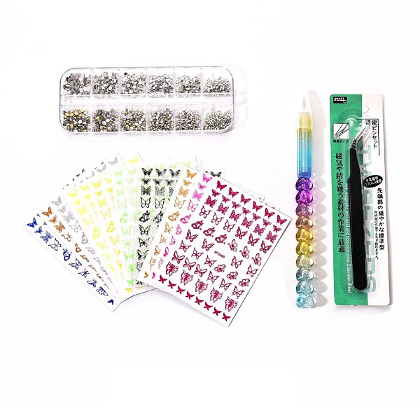 

PandaHall Nail Art Tool Kits, with Plastic Nail Art Rhinestones Pickers Pen, Glass Rhinestone, Stainless Steel Beading Tweezers, Nail Art..., Multicolor