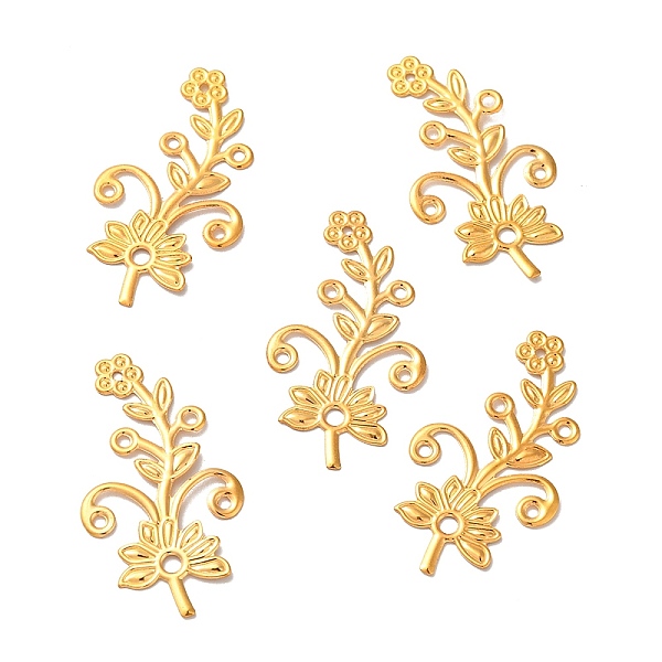 

PandaHall Iron Filigree Joiners, Etched Metal Embellishments, Flower, Golden, 40x22x1mm, Hole: 1.6mm & 2.4mm Iron Flower