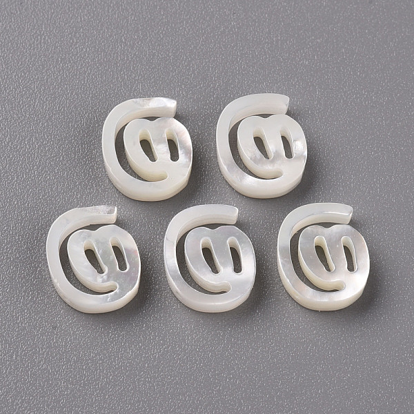 

PandaHall Natural White Shell Mother of Pearl Shell Beads, Carved, Symbol @, WhiteSmoke, 10.5x9x2.5mm White Shell Symbol White