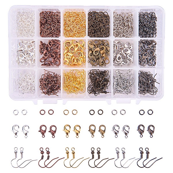 

PandaHall Brass Open Jump Rings, with Brass Lobster Claw Clasps and Brass Earring Hooks, Mixed Color, 5x0.8mm, Inner Diameter: 3.4mm, Hole...
