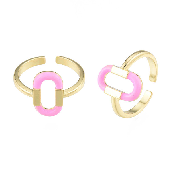 

PandaHall Pink Enamel Oval Open Cuff Ring, Brass Jewelry for Women, Cadmium Free & Nickel Free & Lead Free, Golden, US Size 7 1/4(17.5mm)...