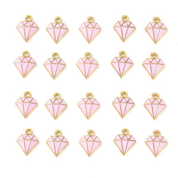 

PandaHall 20Pcs Light Gold Alloy Enamel Charms, Dimond, Pink, 15x11.5x2.5mm, Hole: 1.8mm Alloy+Enamel Diamond Pink