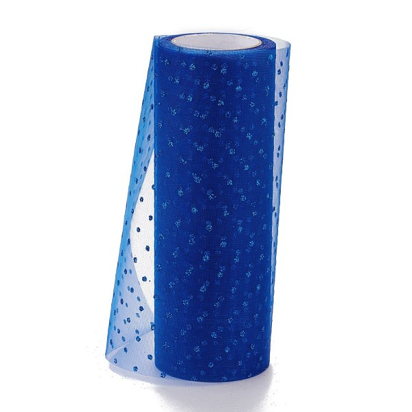 PandaHall Glitter Deco Mesh Ribbons, Tulle Fabric, for Wedding Party Decoration, Skirts Decoration Making, Blue, 5.90~5.94 inch(15~15.1cm)...