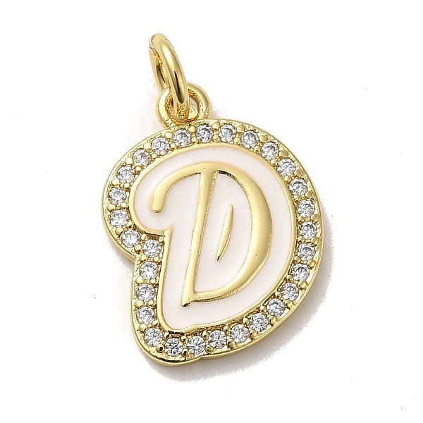 

PandaHall Brass Micro Pave Cubic Zirconia Pendants, with Jump Rings, Real 18K Gold Plated, Letter D, 19x14x2mm, Hole: 3.8mm Brass+Cubic..., Clear