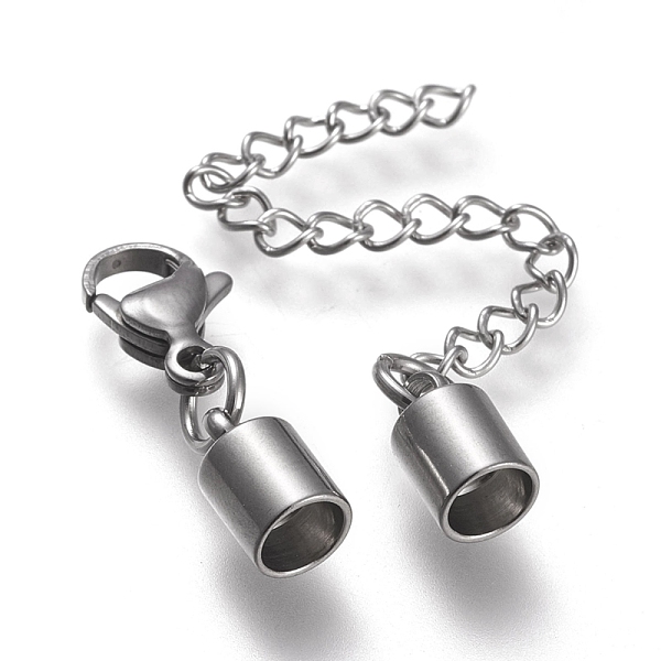 

PandaHall 304 Stainless Steel Chain Extender, with Cord Ends, Curb Chains and Lobster Claw Clasps, Stainless Steel Color, 37mm long, Cord...