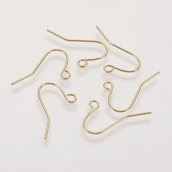 

PandaHall Jewelry Findings, Iron Earring Hooks, Ear Wire, with Horizontal Loop, Nickel Free, Golden, 12x17mm Iron