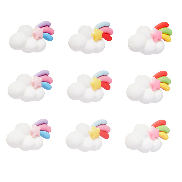 

PandaHall 30Pcs 5 Colors Resin Cabochons, Cloud & Meteor with Rainbow, Mixed Color, 29x16mm Resin Cloud Multicolor