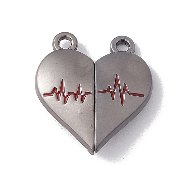 

PandaHall Love Heart Alloy Magnetic Clasps, ECG Pattern Clasps for Couple Jewelry Bracelets Pendants Necklaces Making, Gray, 25x22x6mm, Hole...