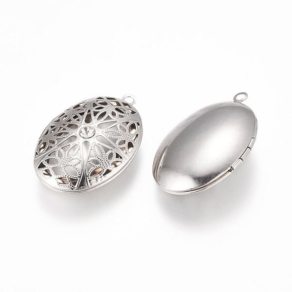 

PandaHall 304 Stainless Steel Diffuser Locket Pendants, with Crystal Rhinestone, Photo Frame Charms for Necklaces, Oval, Stainless Steel..., Clear
