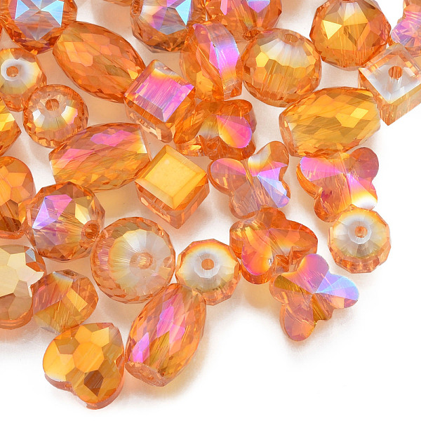 

PandaHall Transparent Glass Beads, AB Color, Faceted, Mixed Shapes, Orange, 7~10x7~10x5~9.5mm, Hole: 1~1.5mm Glass Mixed Shapes Orange