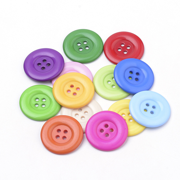 

PandaHall 4-Hole Acrylic Buttons, Flat Round, Mixed Color, 31x4mm, Hole: 2mm Acrylic Flat Round Multicolor