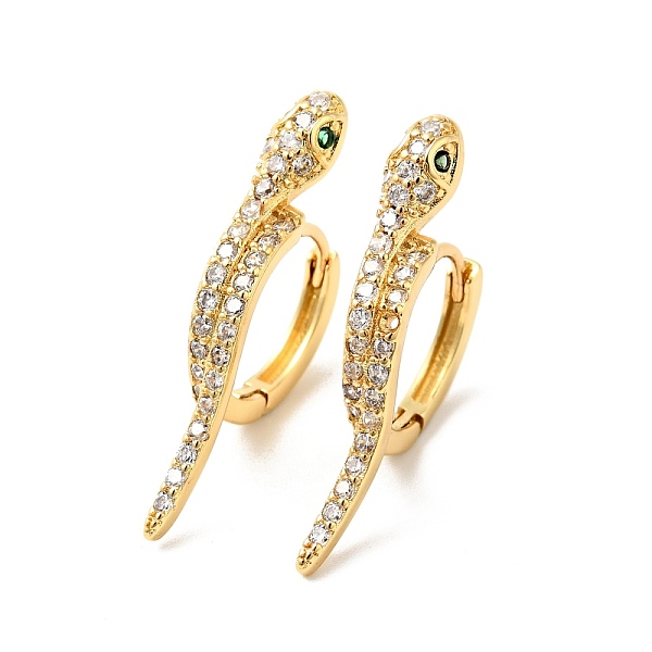 

PandaHall Green Cubic Zirconia Snake Hoop Earrings, Brass Jewelry for Women, Cadmium Free & Nickel Free & Lead Free, Real 18K Gold Plated...