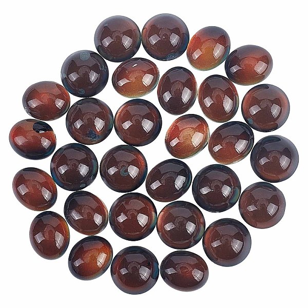 

PandaHall SUNNYCLUE 1 Box 30Pcs Glass Cabochons 12mm Round Flat Back Cabochons Oval Mood Charms Changing Color by Temperature Sensing Dome..., Black