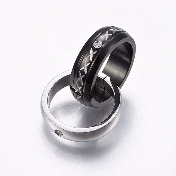 

PandaHall 304 Stainless Steel Pendants, with Cubic Zirconia, Ring, Clear, Gunmetal & Stainless Steel Color, 19~19.5x4~6mm, 15.5~16mm Inner...