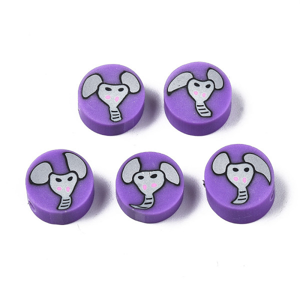 

PandaHall Handmade Polymer Clay Beads, for DIY Jewelry Crafts Supplies, Flat Round with Elephant, Medium Purple, 9~9.5x3.5~5mm, Hole: 1.6mm...