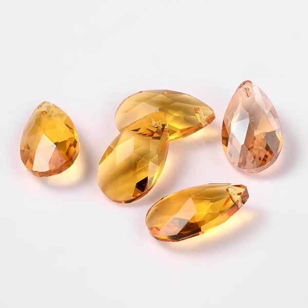 

PandaHall Faceted Teardrop Glass Pendants, Gold, 16x9x6mm, Hole: 1mm Glass Teardrop Gold