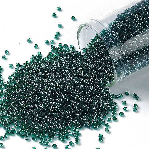 

PandaHall TOHO Round Seed Beads, Japanese Seed Beads, (118) Transparent Luster Green Emerald, 15/0, 1.5mm, Hole: 0.7mm, about 15000pcs/50g...