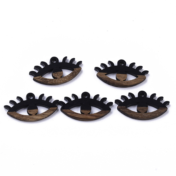 

PandaHall Resin & Walnut Wood Pendants, Eyes, Black, 14x27x4mm, Hole: 2mm Resin+Wood Eye Black