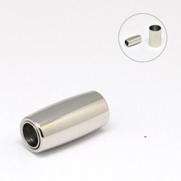 

PandaHall 304 Stainless Steel Magnetic Clasps with Glue-in Ends, Barrel, Stainless Steel Color, 18x8.8mm, Hole: 5mm 304 Stainless Steel...