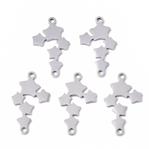 

PandaHall 201 Stainless Steel Links Connectors, Laser Cut, Star, Stainless Steel Color, 21x12x1mm, Hole: 1.4mm 201 Stainless Steel Star