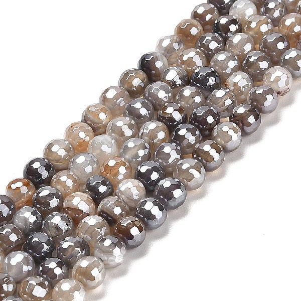 

PandaHall Electroplated Natural Botswana Agate Round Beads Strands, Faceted(128 Facets), 6mm, Hole: 1.2mm, about 63pcs/strand, 15.16 inch...