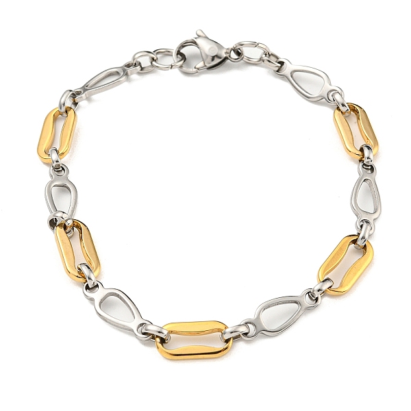 

PandaHall Two Tone 304 Stainless Steel Oval & Teardrop Link Chain Bracelet, Golden & Stainless Steel Color, 8-5/8 inch(21.9cm), Wide: 7mm...