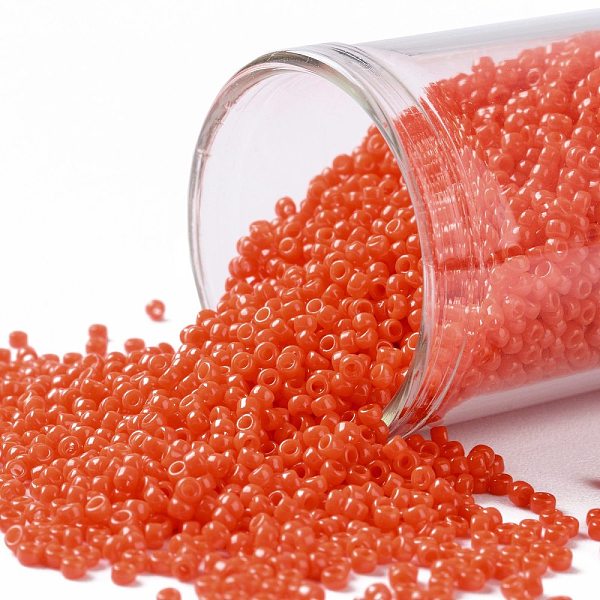 

PandaHall TOHO Round Seed Beads, Japanese Seed Beads, (50) Opaque Sunset Orange, 15/0, 1.5mm, Hole: 0.7mm, about 15000pcs/50g Glass Orange
