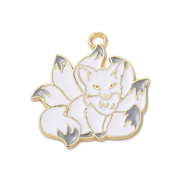 

PandaHall Alloy Enamel Pendants, Golden, Nine-tailed Fox Charm, Gray, 28x27x1.2mm, Hole: 1.5mm Alloy+Enamel Fox Gray