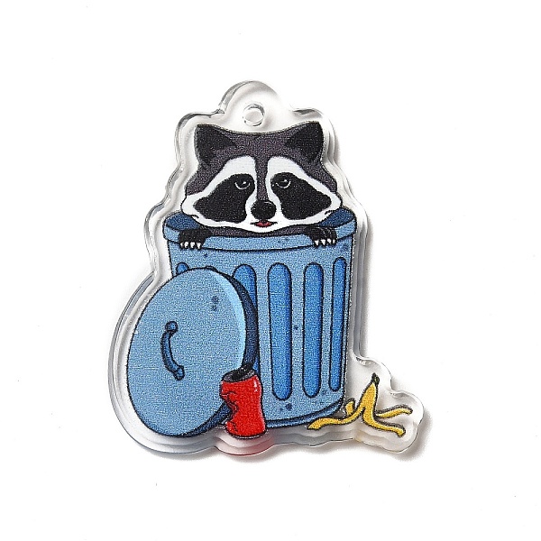 

PandaHall Printed Acrylic Pendants, Raccoon with Trash Charm, Dodger Blue, 37x29x2.2mm, Hole: 1.8mm Acrylic Others