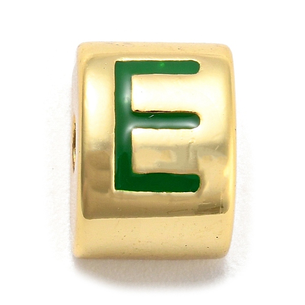 

PandaHall Brass Enamel Beads, Real 18K Gold Plated, Long-Lasting Plated, Lead Free & Cadmium Free, Half Round, Letter E, 11x8x8mm, Hole..., Green
