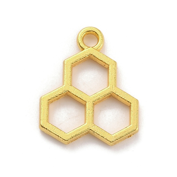 

PandaHall Alloy Pendants, Hollow Honeycomb Charm, Golden, 19x15.5x2mm, Hole: 2mm Alloy Others