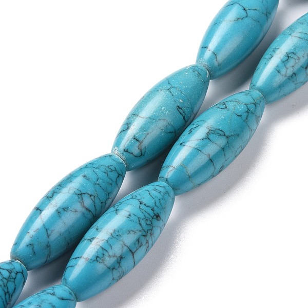 PandaHall Synthetic Turquoise Beads Strands, Rice, 39~41x15mm, Hole: 1.4~1.8mm, about 10pcs/strand, 15.75''(40cm) Synthetic Turquoise Rice