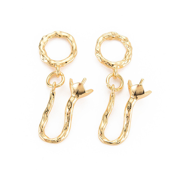 

PandaHall Rack Plating Brass Peg Bails Pendants, for Half Drilled Bead, with Jump Rings, Nickel Free, Ring, Real 18K Gold Plated, 28.5mm...