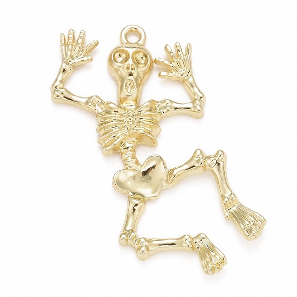 

PandaHall Halloween Alloy Pendants, Skeleton, Light Gold, 49x27x3.5mm, Hole: 2mm Alloy Skull