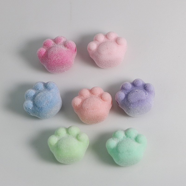 

PandaHall Flocking Beads, Cat Paw Print, Mixed Color, 18x17mm, 20Pcs/bag Flocking Paw Print Multicolor