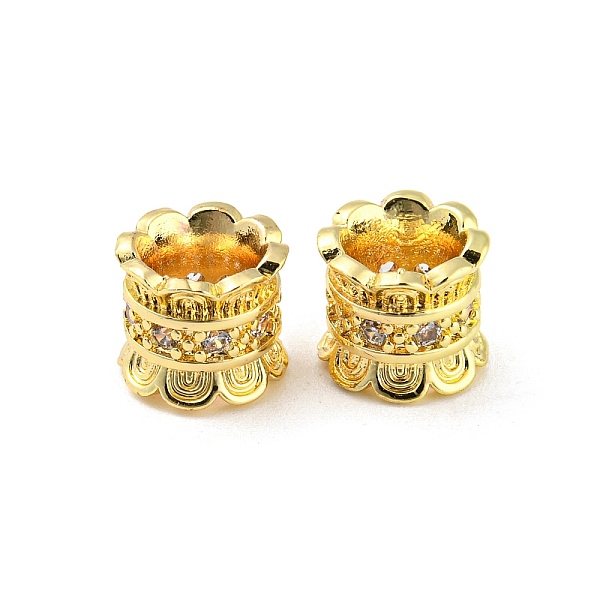 

PandaHall Brass Micro Pave Cubic Zirconia European Beads, Large Hole Beads, Long-Lasting Plated, Lead Free & Cadmium Free, Flower, Golden..., Clear