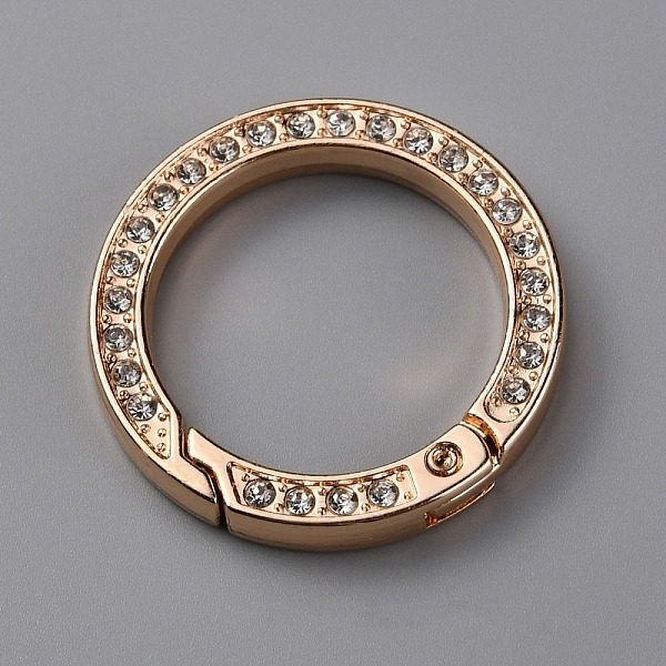 

PandaHall Alloy Crystal Rhinestone Spring Gate Rings, Ring Shape, Light Gold, 34x5mm, Inner Diameter: 24.5mm Alloy+Rhinestone