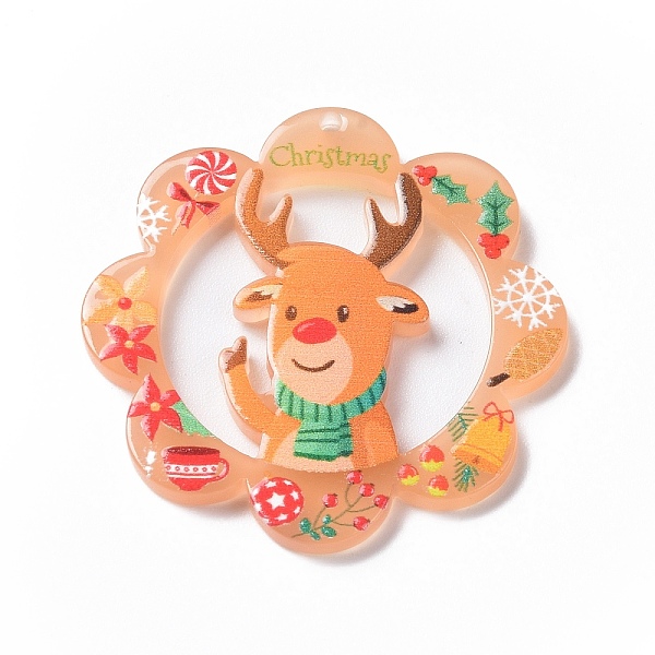 

PandaHall Christmas Acrylic Pendants, Flower Charm, Deer, 37.5x37.5x2.5mm, Hole: 1mm Acrylic Deer