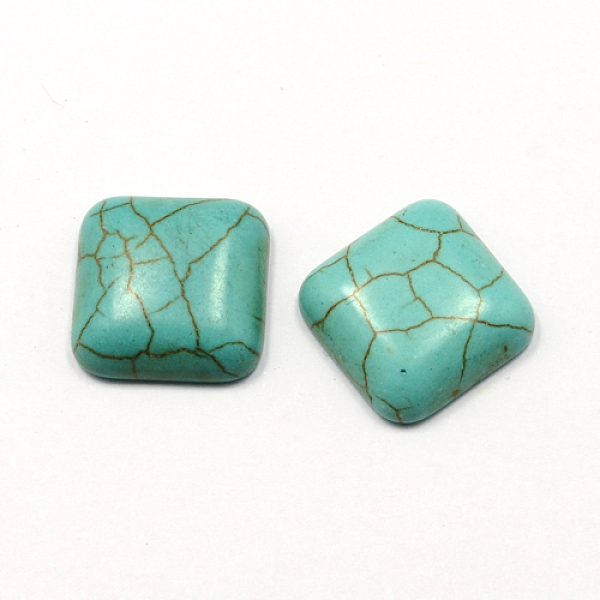 

PandaHall Craft Findings Dyed Synthetic Turquoise Gemstone Flat Back Cabochons, Square, Dark Cyan, 6x6x3mm Synthetic Turquoise Square Cyan